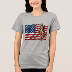 T-shirt En Tri-matière Soldat de la guerre d'indépendance et drapeau amér