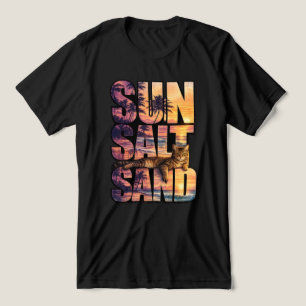 T-shirt En Tri-matière Soleil Sel Sable Plage Chat Coucher de soleil Homm