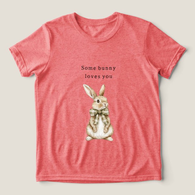 T-shirt En Tri-matière Some Bunny Loves You Green Bow Easter (Design Recto)