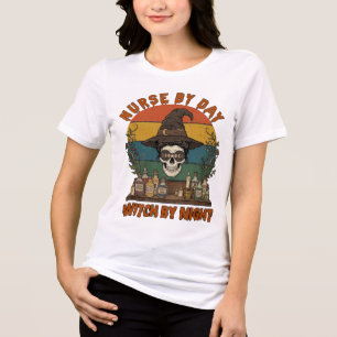 T-shirt En Tri-matière Sorcière de jour de nuit d'infirmière Halloween Cr