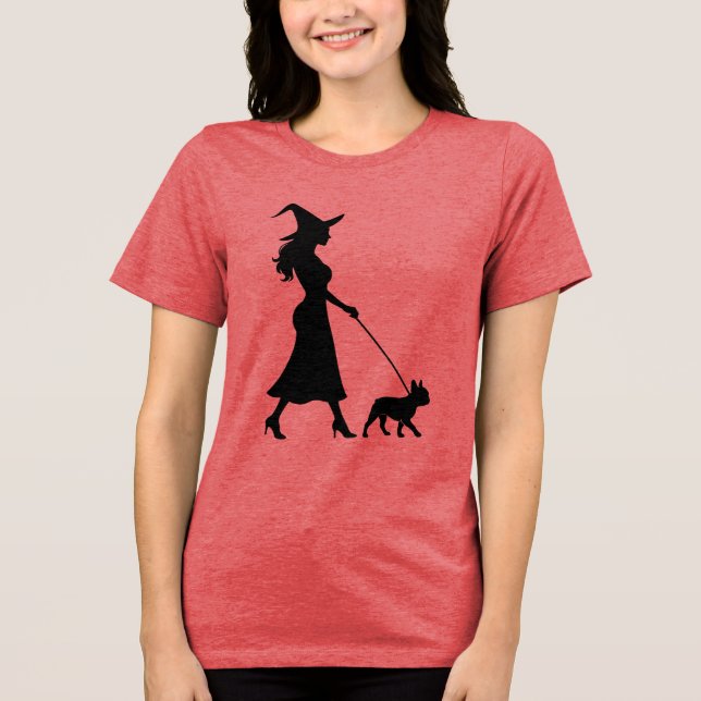 T-shirt En Tri-matière Sorcière promenant Frenchie (Recto)
