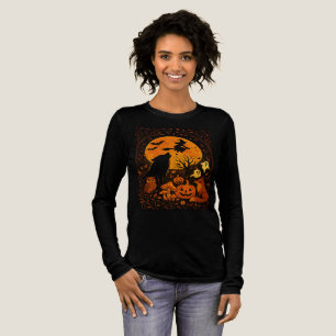 T-shirt En Tri-matière Sorcière volante à balai d'Halloween et lune