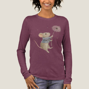 T-shirt En Tri-matière souris mignonne vole sur le pissenlit
