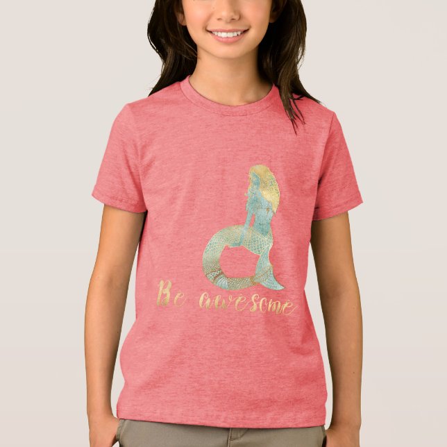 T-shirt En Tri-matière Soyez génial Gold Aqua Sparkle Mermaid (Recto)