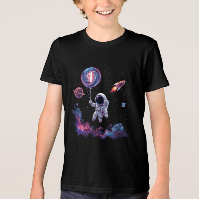 T-shirt En Tri-matière Space Rocket Anniversaire Tee Kids (Recto)