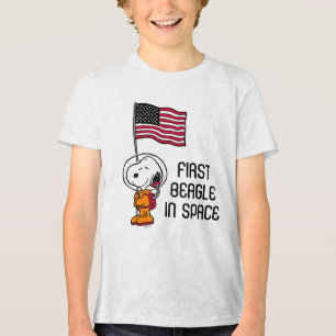 T-shirt En Tri-matière SPACE   Snoopy With Flag Astronaut