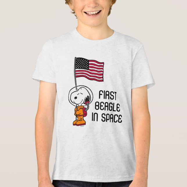 T-shirt En Tri-matière SPACE | Snoopy With Flag Astronaut (Recto)