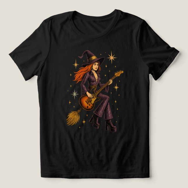 T-shirt En Tri-matière Space Witch Rocker sur Broom (Design Recto)