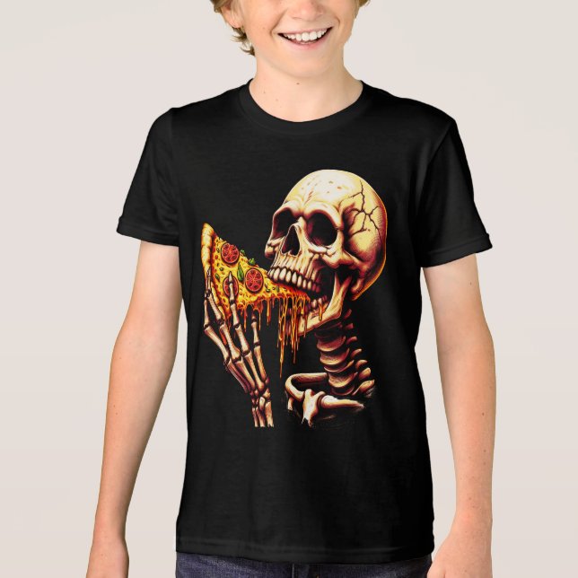 T-shirt En Tri-matière Squelette mangeant une pizza  (Recto)