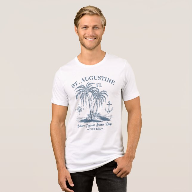 T-shirt En Tri-matière St Augustine FL - Conception de palme nautique (Recto plein)