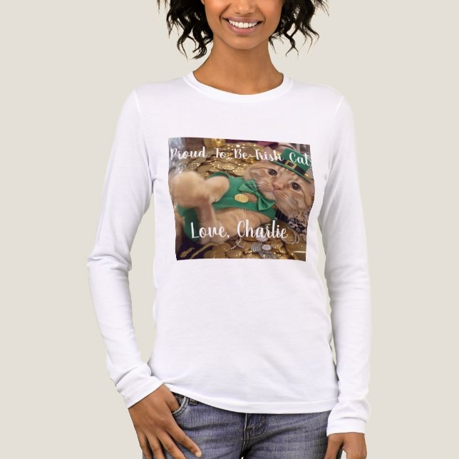 T-shirt En Tri-matière St Patrick's Day Leprechaun Cat  (Recto)