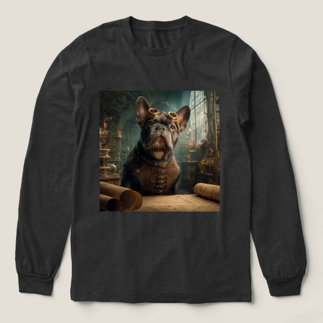 T-shirt En Tri-matière Steampunk Frenchie (Édition 2) - Manches Longues (Motif devant)