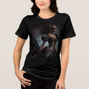 T-shirt En Tri-matière Steampunk Vintage Victorian Lady Black Raven