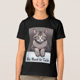 T-shirt En Tri-matière Stern Tabby Cat exige une discussion sérieuse