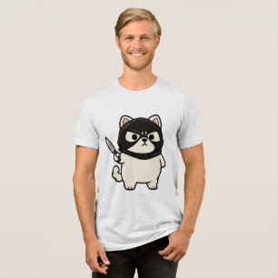 T-shirt En Tri-matière Sticker pour chat blanc amusant avec masque et cou