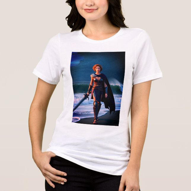 T-shirt En Tri-matière Stormy Elegance Girl and Waves (Recto)