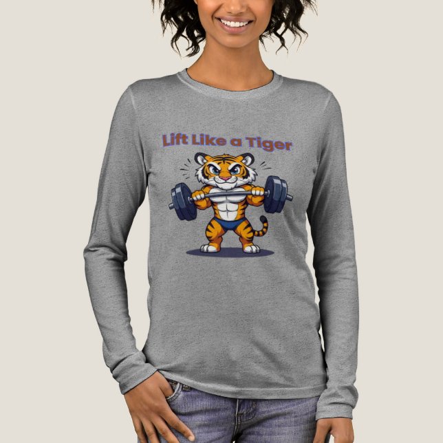 T-shirt En Tri-matière **Strong Tiger – Cute Tiger Lifting Weights Illust (Recto)