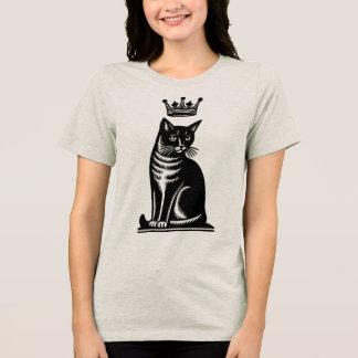 T-shirt En Tri-matière Style de gravure sur bois de félin noble