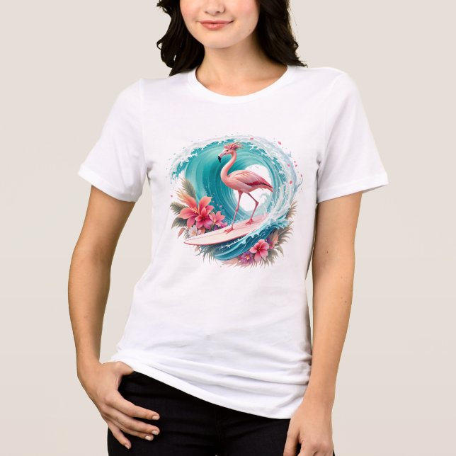 T-shirt En Tri-matière Style Flamant Rose Surf (Recto)