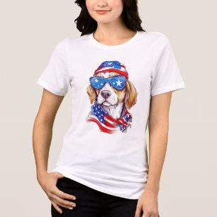 T-shirt En Tri-matière Sublimation de chien du 4 juillet-66361