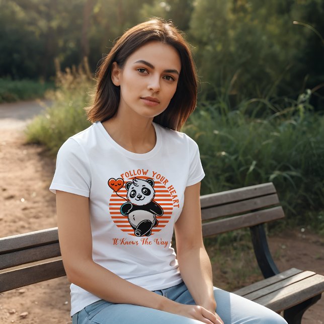 T-shirt En Tri-matière Suivez votre coeur Panda Motivational Graphisme (Créateur téléchargé)