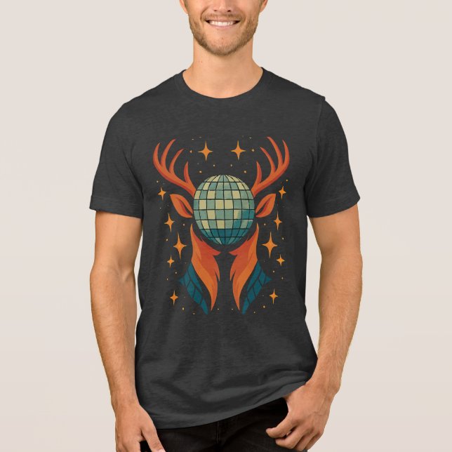 T-shirt En Tri-matière Super Deer Head - Disco Ball Forest Spirit Shirt (Recto)