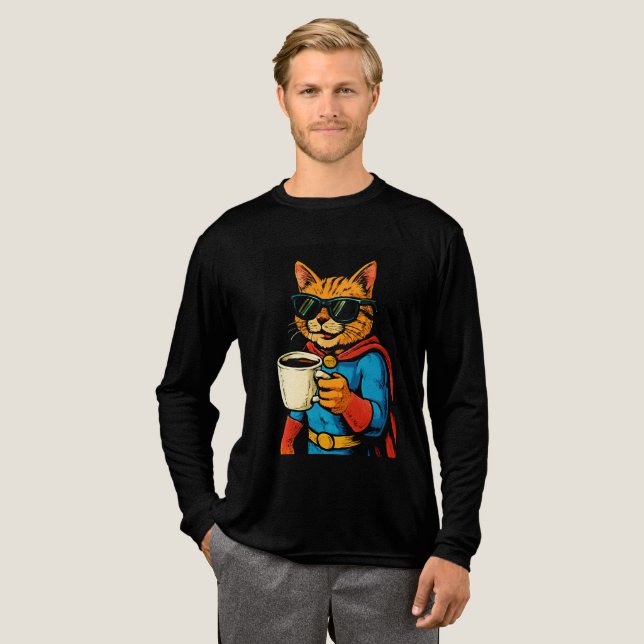 T-shirt En Tri-matière super héros chat (Recto complet)