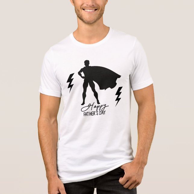 T-shirt En Tri-matière Superhero papa Silhouette | Héros fête des pères (Recto)