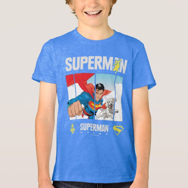 T-shirt En Tri-matière Superman et Krypto prennent l'avion (Recto)