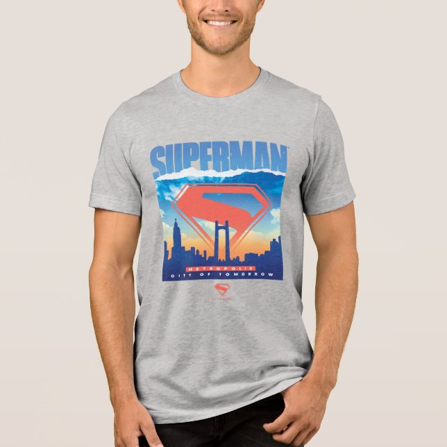T-shirt En Tri-matière Superman Metropolis Skyline (Recto)