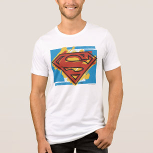 T-shirt En Tri-matière Superman S-Shield Logo Arrière - plan bleu peint