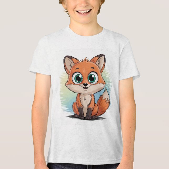 T-shirt En Tri-matière Süßer Fuchs Cartoon | Niedliche Tier Illustration  (Recto)