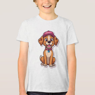 T-shirt En Tri-matière Sweet Cartoon Chien - Happy Puppy dans Sticker Cas
