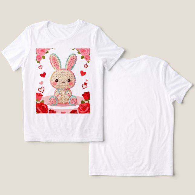 T-shirt En Tri-matière Sweet Crochet Bunny & Roses (Design Recto & Verso)