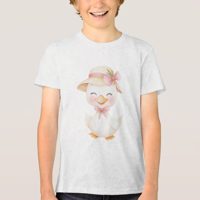 T-shirt En Tri-matière Sweet Duckling Illustration with Straw Hat (Recto)
