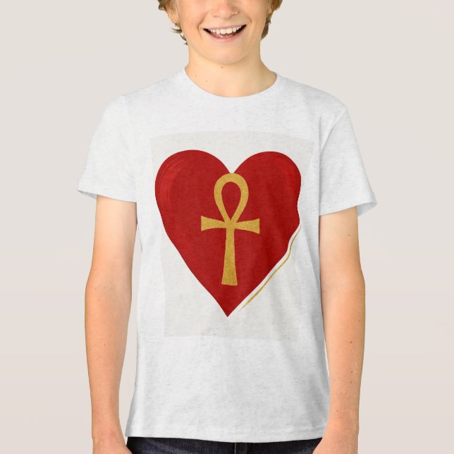 T-shirt En Tri-matière Symbole de l'Amour Éternel, Coeur et Ankh - Un des (Recto)