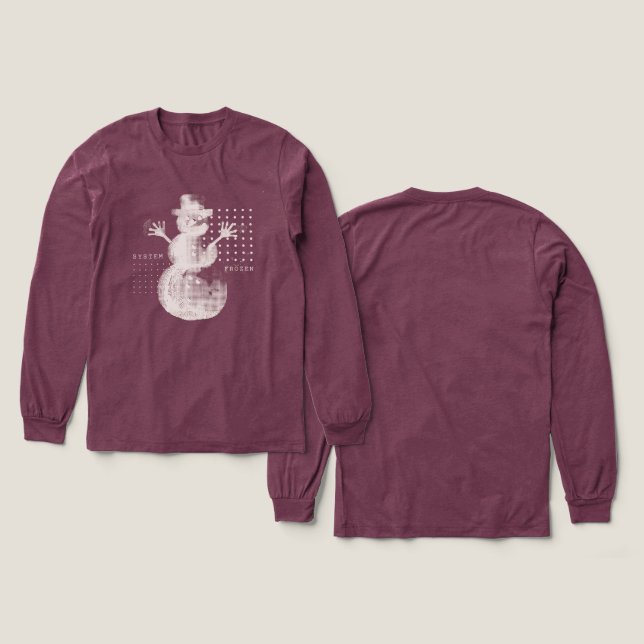 T-shirt En Tri-matière System Frozen Glitch Halftone Snowman Tech T-Shirt (Motif recto et verso)
