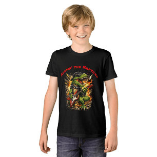 T-shirt En Tri-matière T-Rex dinosaure rockeur avec guitare
