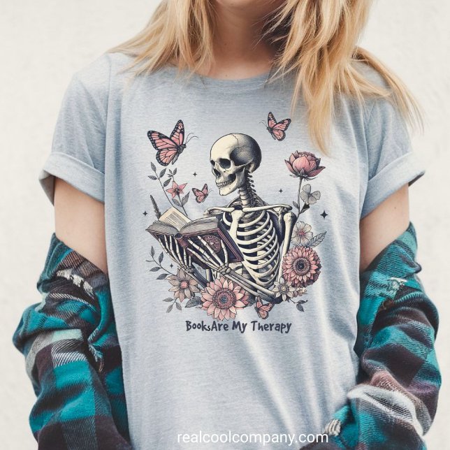 T-shirt En Tri-matière T-shirt Boho Bookish Skeleton - Vibes Éffrayantes (Créateur téléchargé)
