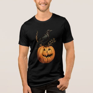 T-shirt En Tri-matière T-shirt citrouille d'Halloween orange noir
