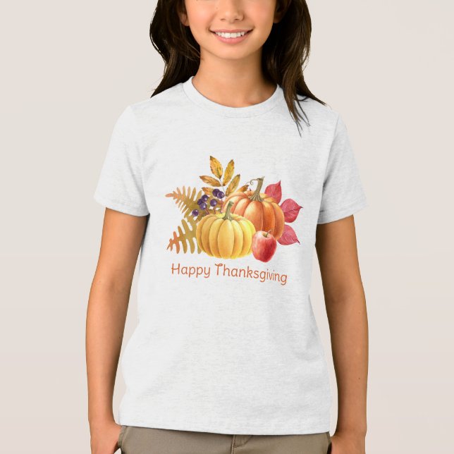 T-shirt En Tri-matière T-shirt citrouille Filles Thanksgiving (Recto)