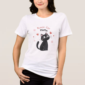 T-shirt En Tri-matière T-shirt de chat noir minimal pour Mamas de chat