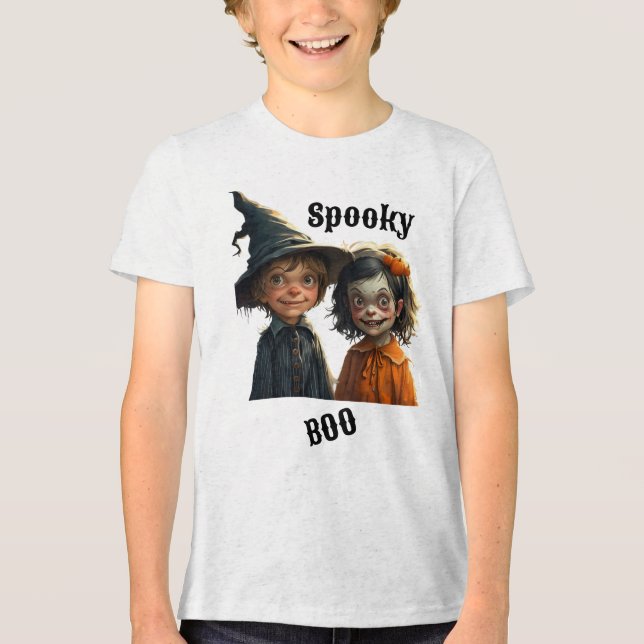 T-shirt En Tri-matière T-shirt d'Halloween pour enfants - Éffrayant plais (Recto)