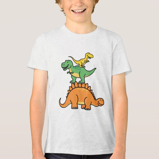 T-shirt En Tri-matière T-shirt enfant Dinosaures en caricature empilée (Recto)