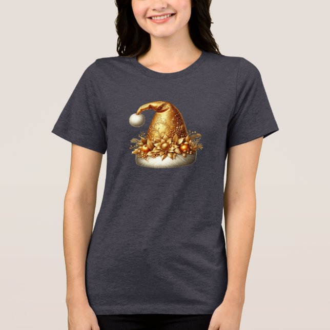 T-shirt En Tri-matière T-shirt femme Gold Santa Hat (Recto)