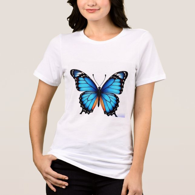 T-shirt En Tri-matière T-shirt femme papillon bleu (Recto)