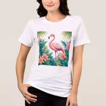 T-shirt Flamant rose & Fleurs tropicales