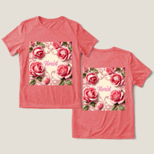 T-shirt En Tri-matière T-shirt fleuriste rose Art Nouveau rouge Triblend