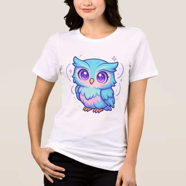 T-shirt En Tri-matière T-shirt Pastel de Cute Kawaii Owl (Recto)