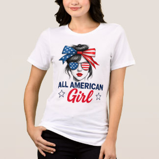 T-shirt En Tri-matière T-shirt Patriotique TOUTE Fille AMÉRICAINE - 4e de
